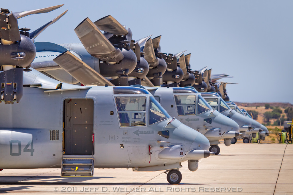 Thủy quân lục chiến Mỹ có tư tưởng tác chiến mới “không đánh mà thắng“ Trực thăng vận tải cánh xoay V-22 của quân đội Mỹ (ảnh minh họa).